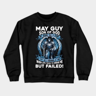 May Guy Son Of God Knight With Angel Wings My Scars Tell A Story Life Tries To Break Me But Failed Crewneck Sweatshirt